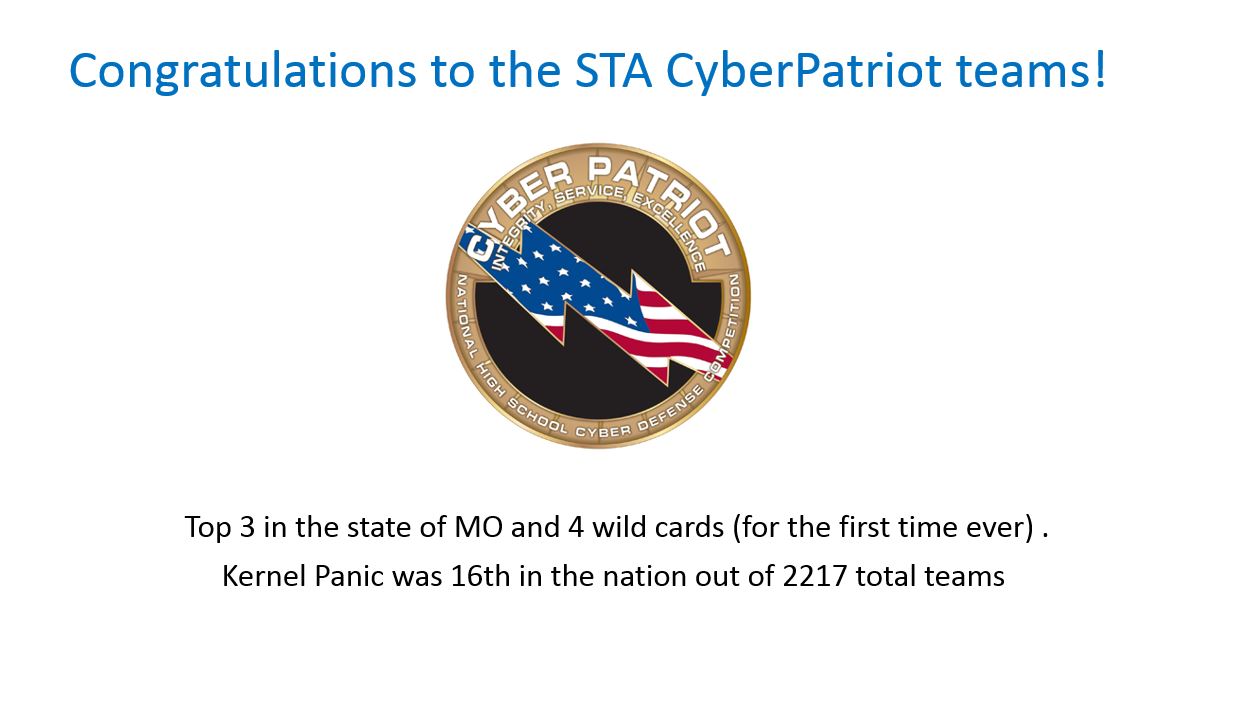 Congratulations to Cyber Patriot teams