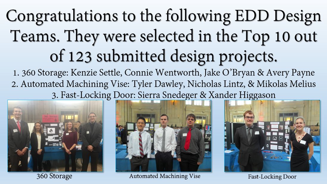 Congratulations to EDD Award Winners! Top 10 at PLTW Senior Showcase