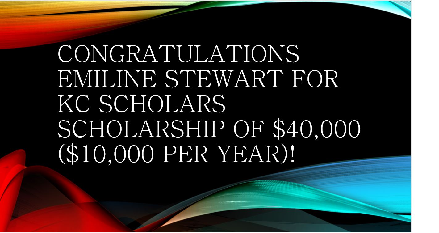 Emiline Stewart awarded KC Scholars $40,000 Scholarship!